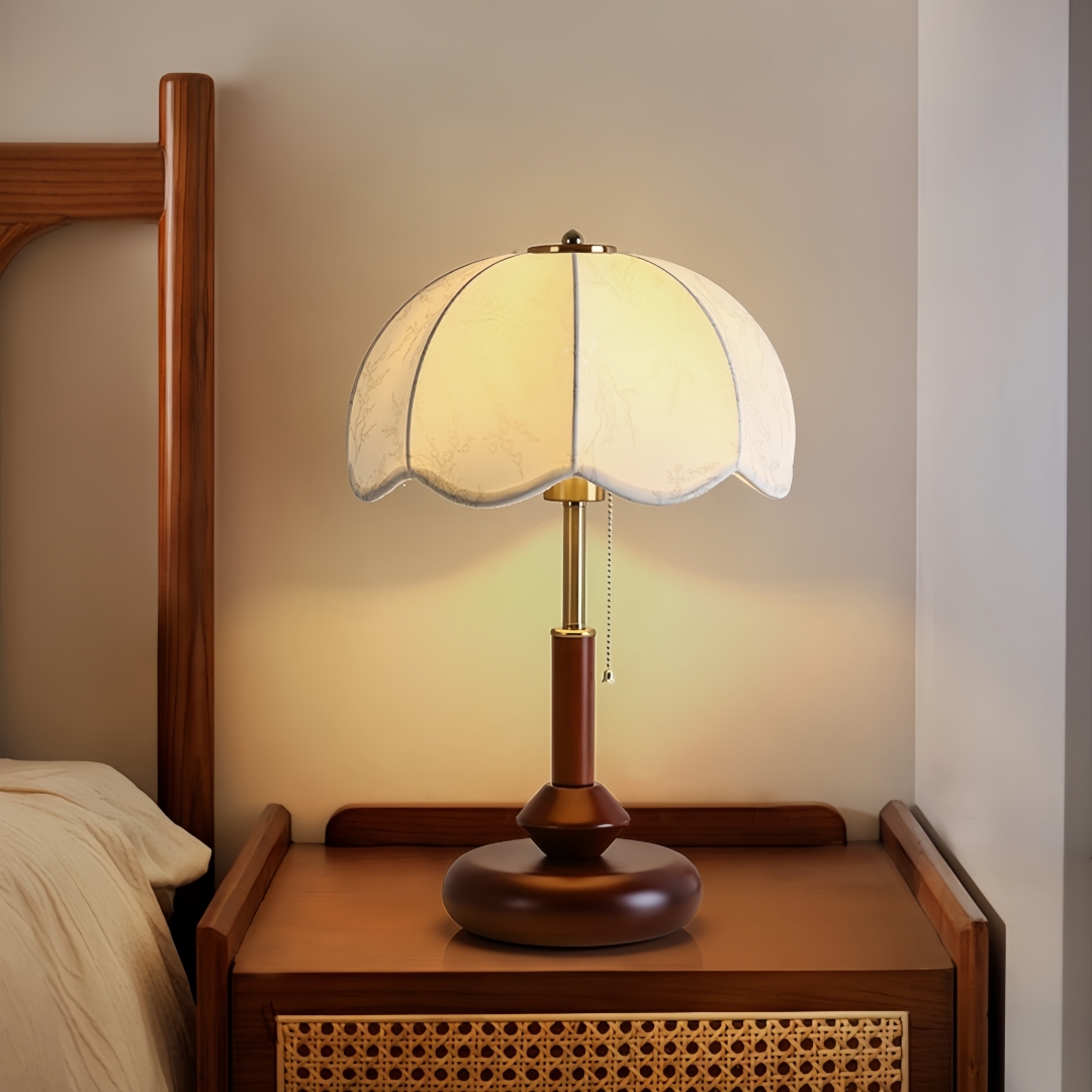 Lighting Decor For Bedroom - โคมไฟตั้งโต๊ะทรงโดมแบบวินเทจ สำหรับห้องนอน โต๊ะข้างเตียง ห้องทำงาน ทางเข้าบ้าน พร้อมสายดึงแบบเรโทร