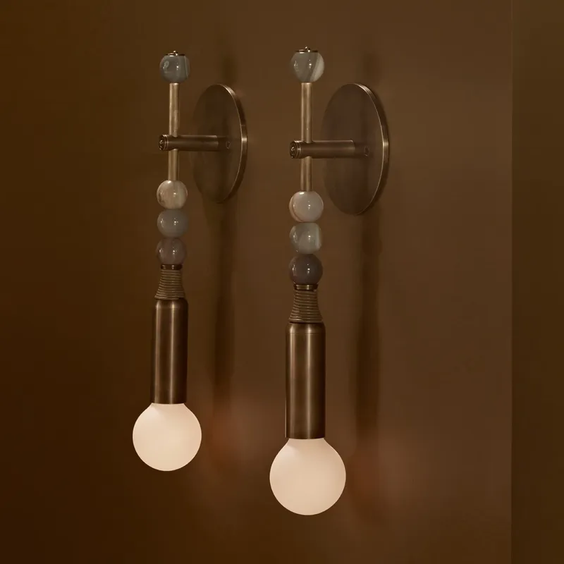 Lighting Decor For Bedroom - โคมไฟติดผนังสไตล์นอร์ดิกวินเทจ สำหรับตกแต่งบ้าน ห้องนั่งเล่น ห้องนอน โรงแรม ทำจากทองเหลืองแท้