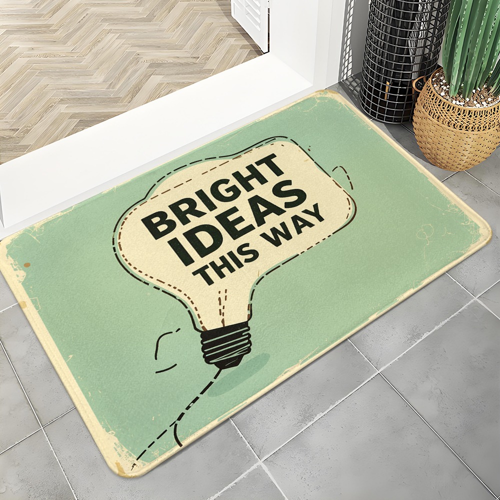 Lighting Decoration Ideas For Home - พรมเช็ดเท้าลายหลอดไฟ Bright Ideas สีเขียวสไตล์เรโทร พรมปูพื้นกันลื่นสำหรับทางเข้า สำนักงาน