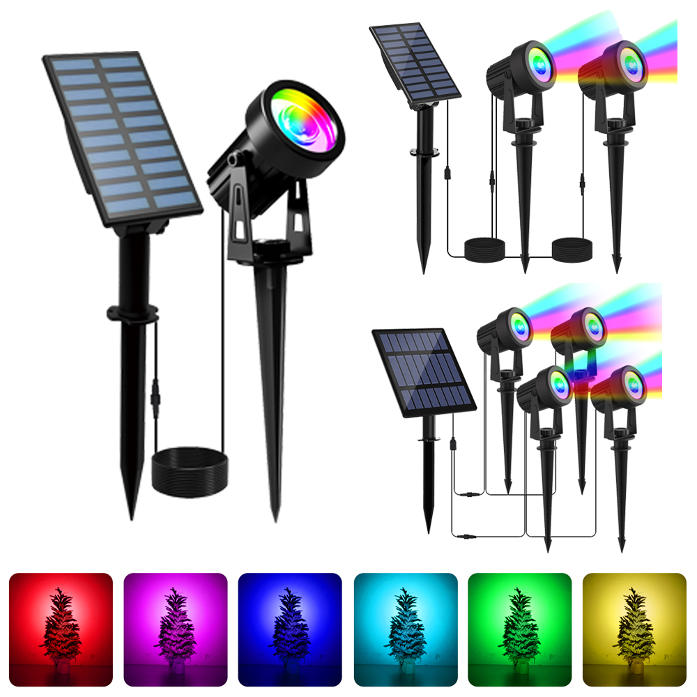 Lighting Decor Sunrise - 1/2/4 ไฟ RGB ไฟ LED พลังงานแสงอาทิตย์สปอตไลท์พลังงานแสงอาทิตย์กลางแจ้งไฟสวนพลังงานแสงอาทิตย์กลางแจ้ง