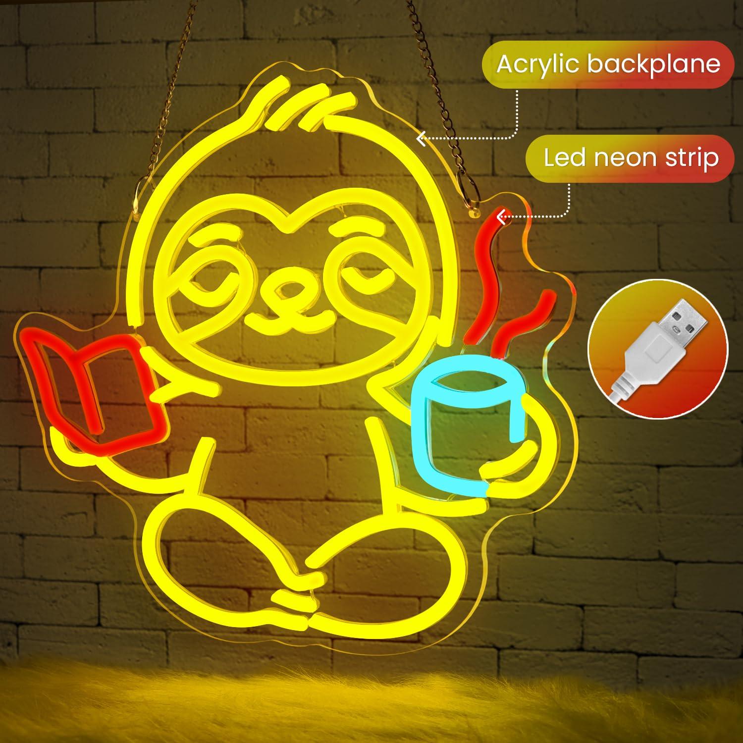 ป้ายไฟนีออนรูปสลอธ ไฟ LED ปรับ - Lighting Decor For Living Room บทวิจารณ์และราคา